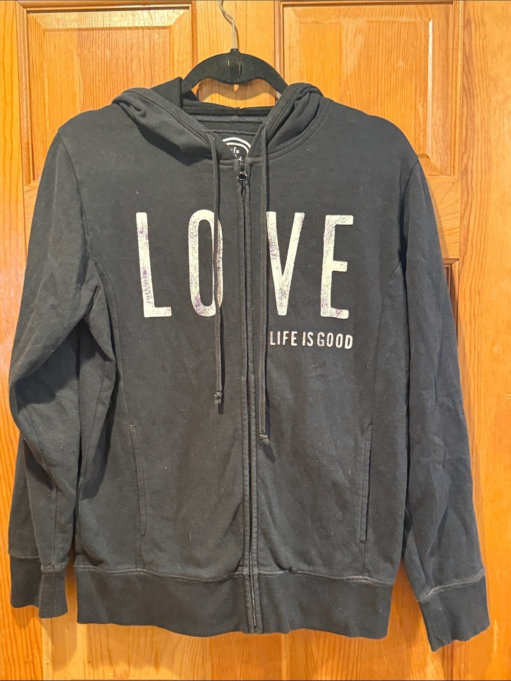 Life is good hooded zip sweatshirt size medium.
